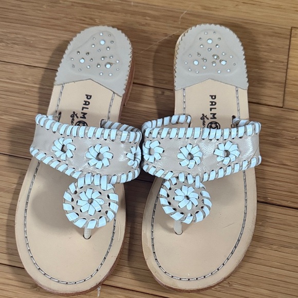 Palm Beach Sandals Shoes - Palm Beach Sandals Cream and White Floral Sandals